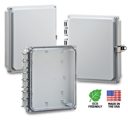 Integra Wallmount Enclosure; 10" x 8" x 2"; Polycarbonate; Solid Cover; Hinge/Screw Connection; NEMA 6P